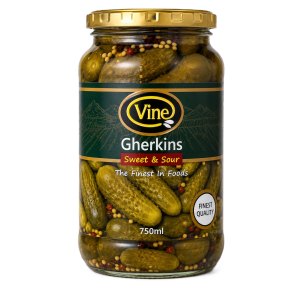 VINE Sweet Sour Gherkins 750ml