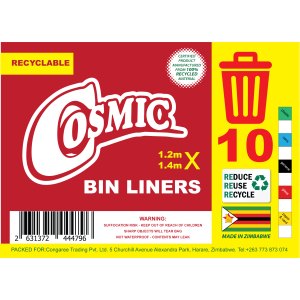 COSMIC Bin Liners 1.4m x 1.2m x 10's