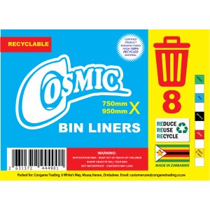 COSMIC Bin Liners 750mm x 950mm x 8's